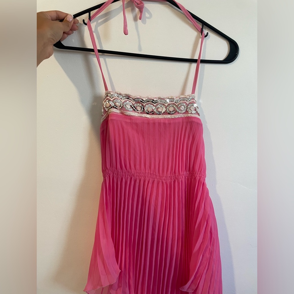 Pink Pleated Asymmetric Women's Shirt - Picture 2 of 3